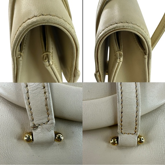 Authentic Gucci Ivory Hand Bag Gold Hardware Leather Vintage Double GG - Picture 9 of 12